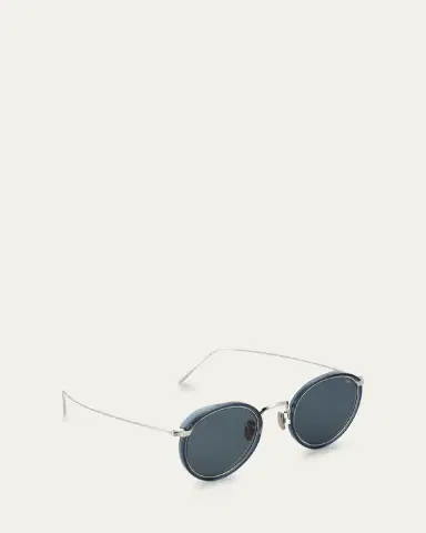 Eyevan Men's 717E Round Acetate-Wrapped Metal Sunglasses | Thumbnail 3
