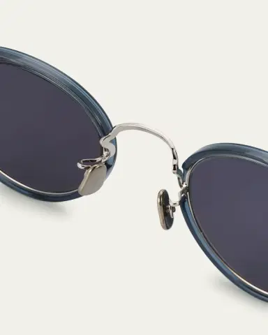 Eyevan Men's 717E Round Acetate-Wrapped Metal Sunglasses | Thumbnail 5