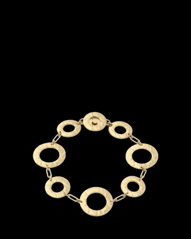 L. Klein Como 18K Yellow Gold Hammered Link Bracelet, 7.5"L | Thumbnail 2
