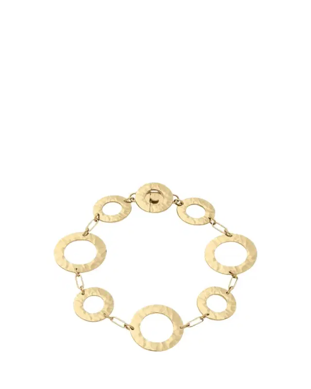 L. Klein Como 18K Yellow Gold Hammered Link Bracelet, 7.5"L