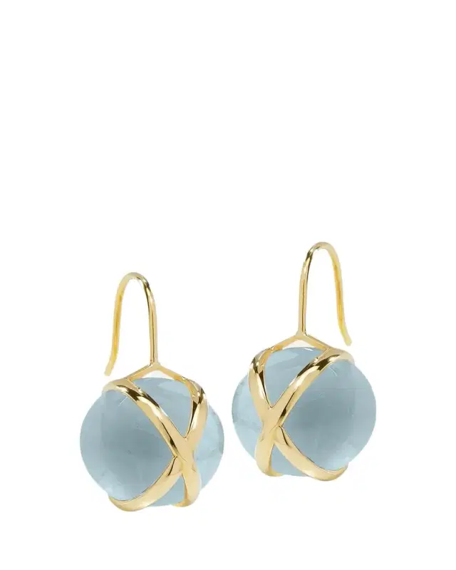 L. Klein Prisma 18K Yellow Gold Aquamarine Drop Earrings
