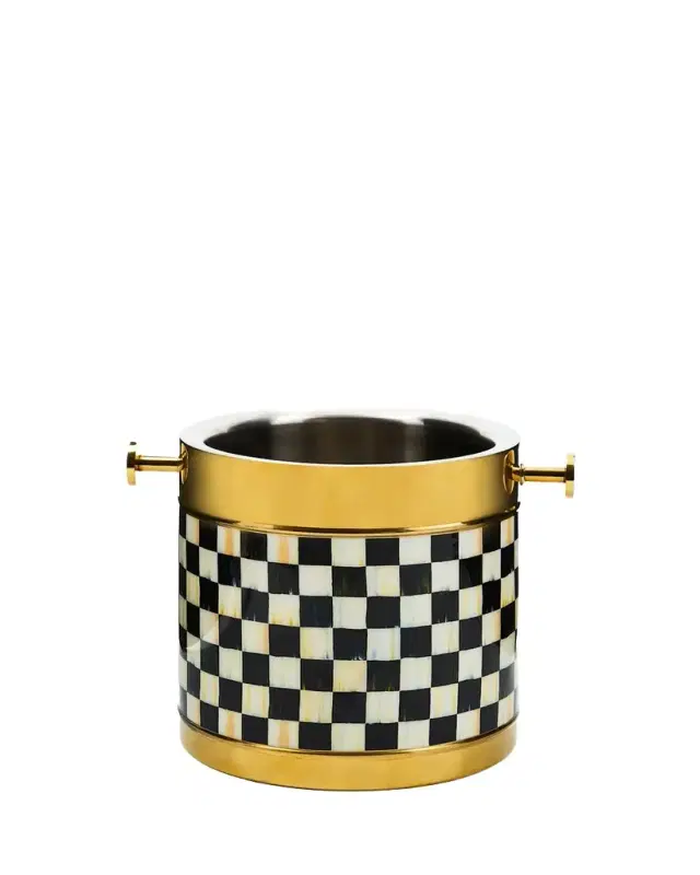 MacKenzie-Childs Courtly Check 3260 Ice Bucket, Gold