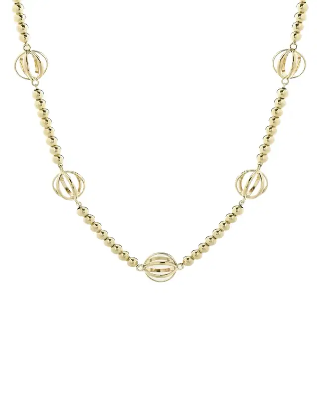 L. Klein Prisma 18K Yellow Gold Ball Chain Necklace, 16-18"L