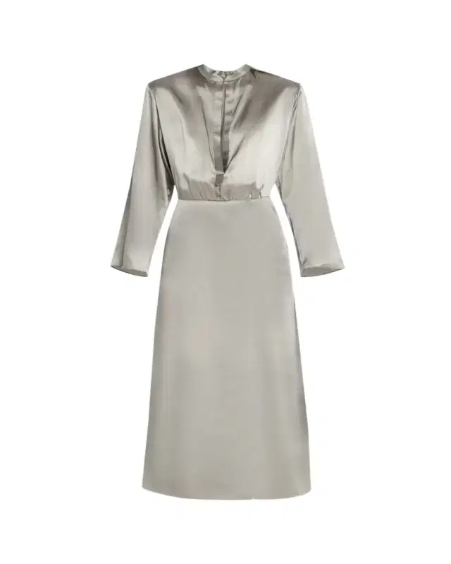 Giorgio Armani Ombre Print Silk Long-Sleeve Midi Dress