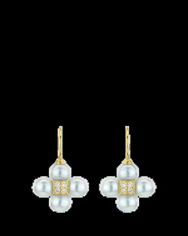 Paul Morelli 18K Yellow Gold Diamond and 6mm Pearl Sequence Wire Earrings | Thumbnail 2
