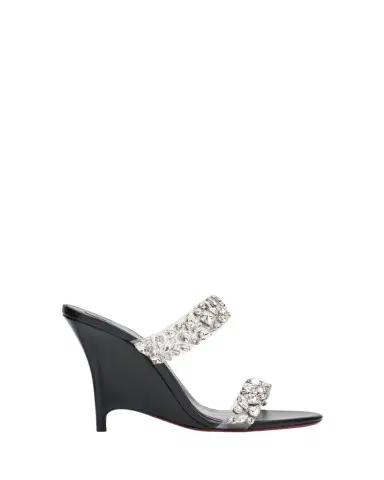 Christian Louboutin 100mm Solo Zee Embellished Leather Wedge Sandals | Thumbnail 1 Christian Louboutin 100mm Solo Zee Embellished Leather Wedge Sandals | Thumbnail 1