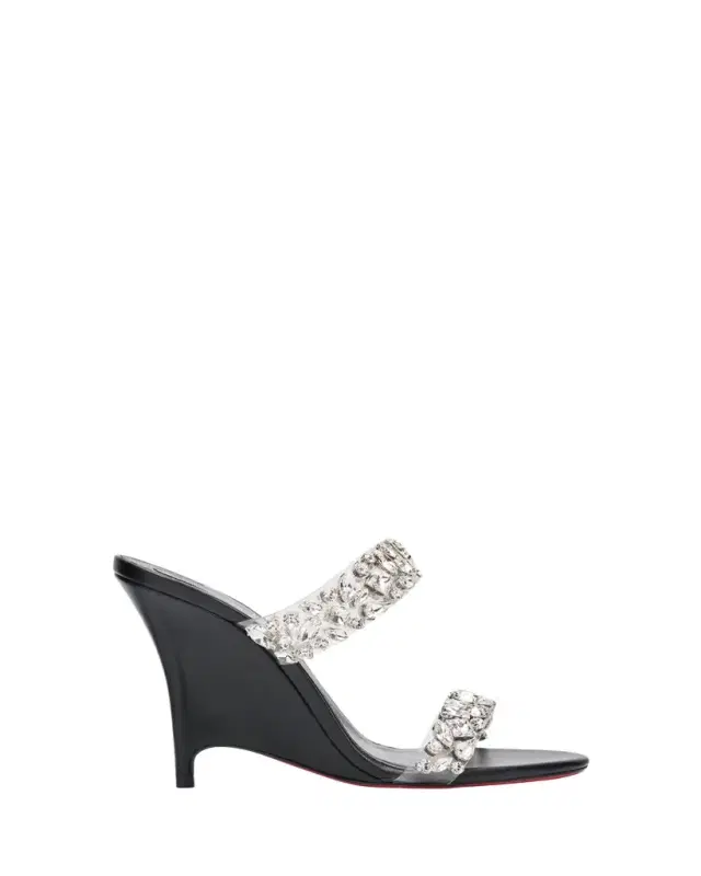 Christian Louboutin 100mm Solo Zee Embellished Leather Wedge Sandals