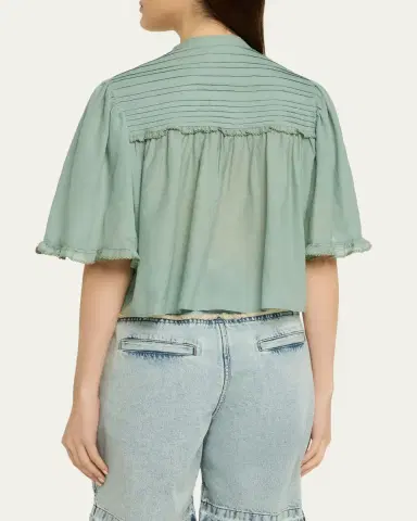 Etoile Isabel Marant Douna Pleated-Bib Voile Blouse | Thumbnail 3