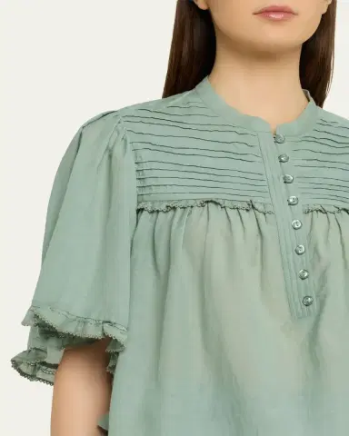 Etoile Isabel Marant Douna Pleated-Bib Voile Blouse | Thumbnail 5