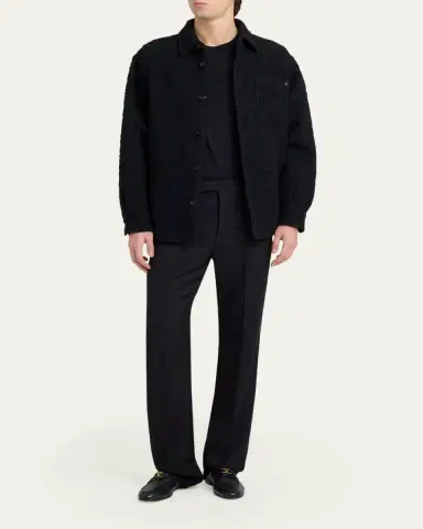 Valentino Garavani Men's Cotton Boucle Tweed Overshirt | Thumbnail 2 Valentino Garavani Men's Cotton Boucle Tweed Overshirt | Thumbnail 2