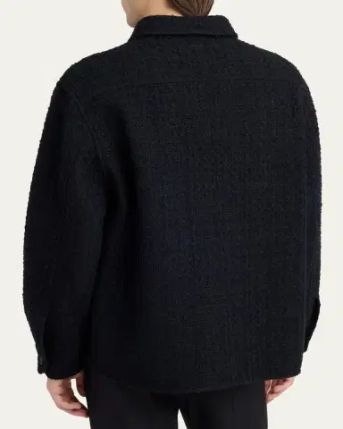 Valentino Garavani Men's Cotton Boucle Tweed Overshirt | Thumbnail 3 Valentino Garavani Men's Cotton Boucle Tweed Overshirt | Thumbnail 3