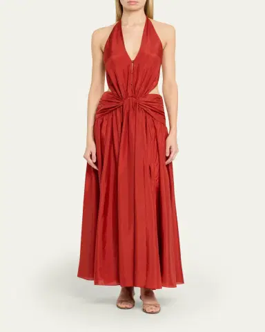 Zimmermann Indra Plunge Halter Maxi Dress | Thumbnail 2