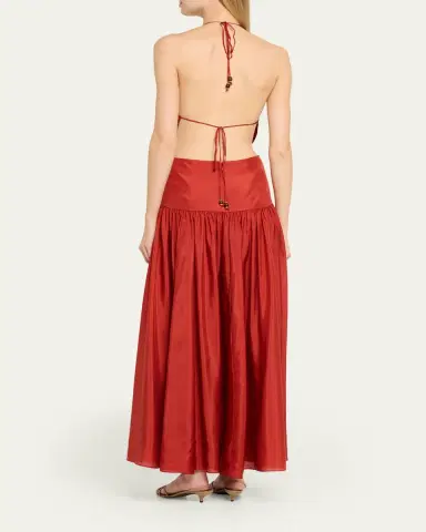 Zimmermann Indra Plunge Halter Maxi Dress | Thumbnail 3