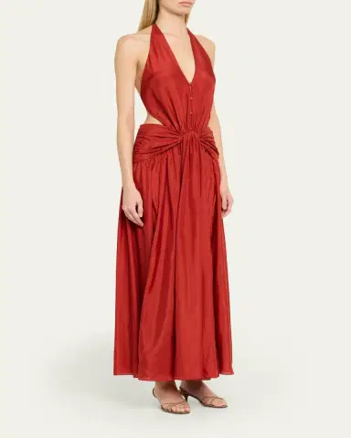 Zimmermann Indra Plunge Halter Maxi Dress | Thumbnail 4