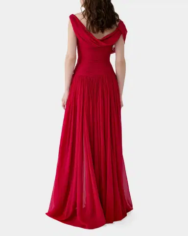 Carolina Herrera Flower Draped Off-The-Shoulder Silk Chiffon Gown | Thumbnail 3 Carolina Herrera Flower Draped Off-The-Shoulder Silk Chiffon Gown | Thumbnail 3
