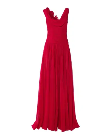 Carolina Herrera Flower Draped Off-The-Shoulder Silk Chiffon Gown | Thumbnail 1 Carolina Herrera Flower Draped Off-The-Shoulder Silk Chiffon Gown | Thumbnail 1