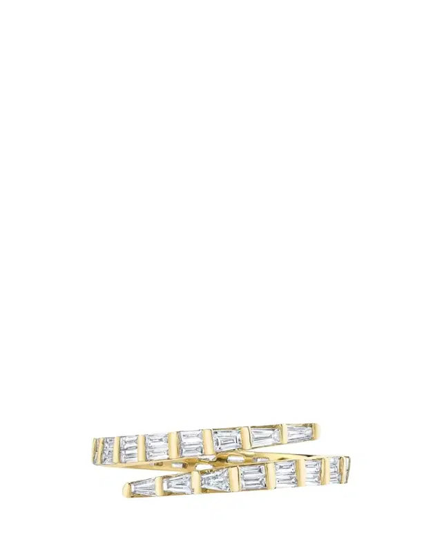 Anita Ko 18K Yellow GoldTwo Row Baguette Diamond Coil Ring