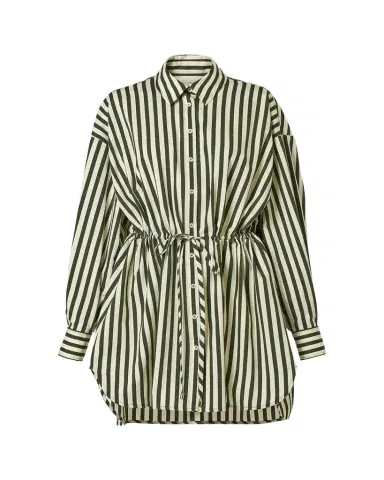 Carolina Herrera Striped Long-Sleeve Drawstring Mini Shirtdress | Thumbnail 1