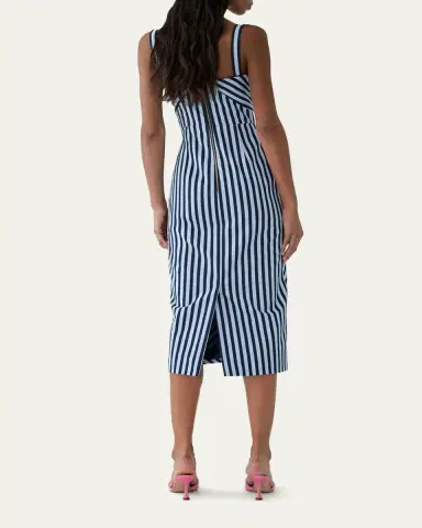 Carolina Herrera Sleeveless Striped Gathered-Waist Midi Dress | Thumbnail 3 Carolina Herrera Sleeveless Striped Gathered-Waist Midi Dress | Thumbnail 3