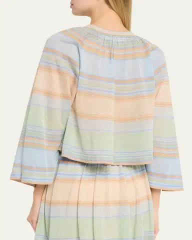 Zimmermann Indra Stripe Bell-Sleeve Top | Thumbnail 3