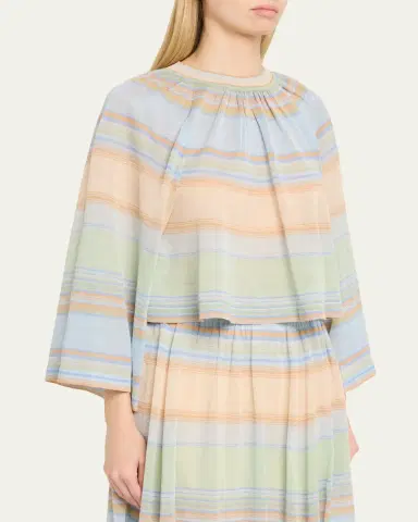 Zimmermann Indra Stripe Bell-Sleeve Top | Thumbnail 4