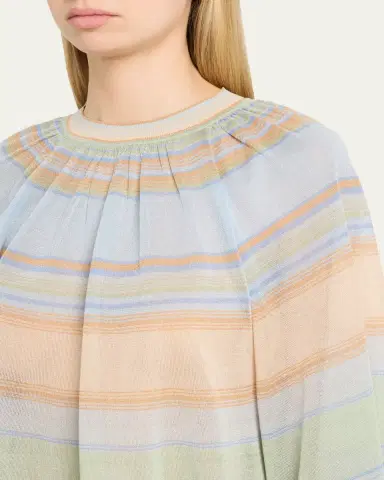 Zimmermann Indra Stripe Bell-Sleeve Top | Thumbnail 5