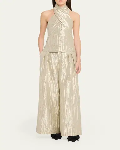 Rosie Assoulin Twisted Metallic Halter Top | Thumbnail 2