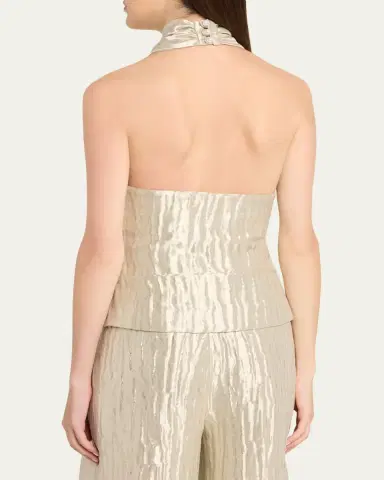 Rosie Assoulin Twisted Metallic Halter Top | Thumbnail 3