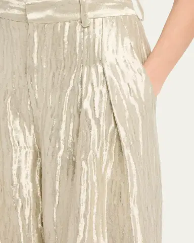 Rosie Assoulin Wide-Leg Metallic Double-Pleat Pants | Thumbnail 5 Rosie Assoulin Wide-Leg Metallic Double-Pleat Pants | Thumbnail 5