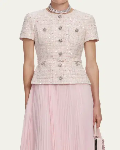 Self-Portrait Sequined Bouclé Midi Dress | Thumbnail 5