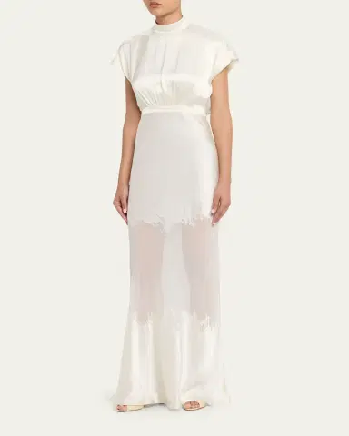 Saloni Fabienne Silk Long Dress | Thumbnail 4
