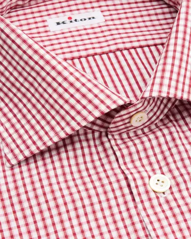 Kiton Men's Cotton Micro-Check Dress Shirt | Thumbnail 2