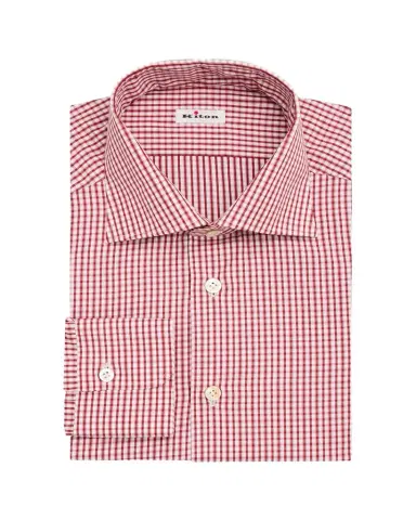 Kiton Men's Cotton Micro-Check Dress Shirt | Thumbnail 1