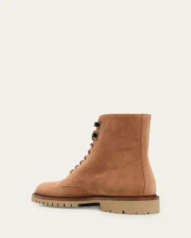 Brunello Cucinelli Men's Suede Lug-Sole Lace-Up Boots | Thumbnail 2
