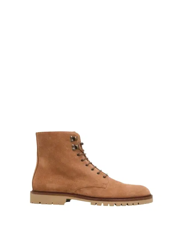 Brunello Cucinelli Men's Suede Lug-Sole Lace-Up Boots