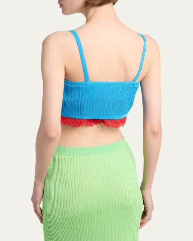 Versace Ribbed Lace Crop Top | Thumbnail 3 Versace Ribbed Lace Crop Top | Thumbnail 3