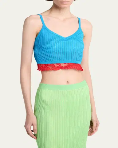 Versace Ribbed Lace Crop Top | Thumbnail 4 Versace Ribbed Lace Crop Top | Thumbnail 4