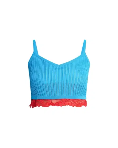 Versace Ribbed Lace Crop Top | Thumbnail 1 Versace Ribbed Lace Crop Top | Thumbnail 1