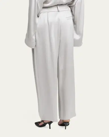 Giorgio Armani Hammered Satin Pleated Straight-Leg Trousers | Thumbnail 3 Giorgio Armani Hammered Satin Pleated Straight-Leg Trousers | Thumbnail 3