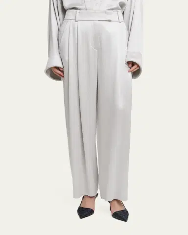 Giorgio Armani Hammered Satin Pleated Straight-Leg Trousers | Thumbnail 4 Giorgio Armani Hammered Satin Pleated Straight-Leg Trousers | Thumbnail 4