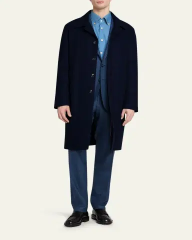 Kiton Men's Cashmere Long Car Coat | Thumbnail 2