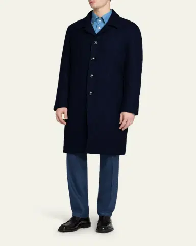 Kiton Men's Cashmere Long Car Coat | Thumbnail 4