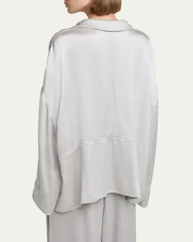 Giorgio Armani Hammered Satin Plunging Collared Shirt | Thumbnail 3