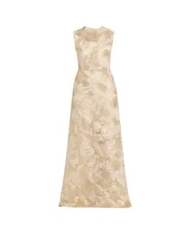 Reem Acra Metallic Floral Embroidered Sleeveless Gown | Thumbnail 1