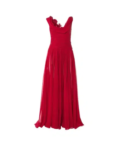 Carolina Herrera Flower Draped Off-The-Shoulder Silk Chiffon Gown | Thumbnail 1 Carolina Herrera Flower Draped Off-The-Shoulder Silk Chiffon Gown | Thumbnail 1