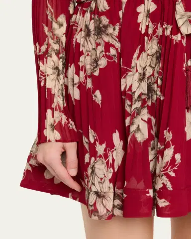 Cinq a Sept Hand-Sketched Floral Georgette Mini Skirt | Thumbnail 5 Cinq a Sept Hand-Sketched Floral Georgette Mini Skirt | Thumbnail 5