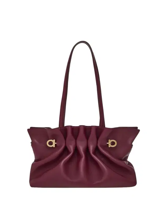 Ferragamo Gancio Pin Soft Leather Shoulder Bag