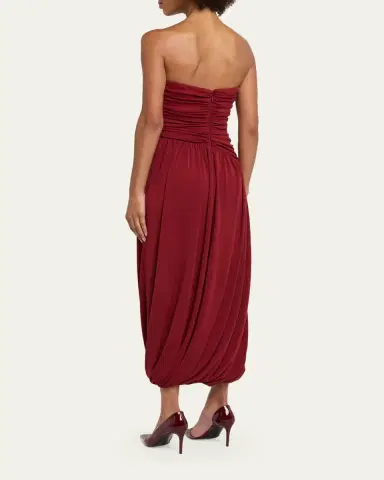 Cinq à Sept Rosine Draped Strapless Midi Dress | Thumbnail 3 Cinq à Sept Rosine Draped Strapless Midi Dress | Thumbnail 3