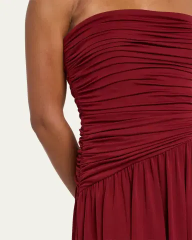 Cinq à Sept Rosine Draped Strapless Midi Dress | Thumbnail 5 Cinq à Sept Rosine Draped Strapless Midi Dress | Thumbnail 5