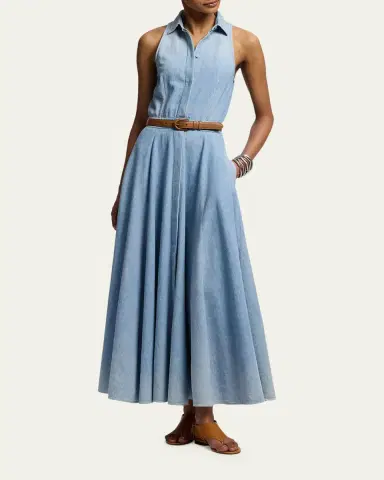 Ralph Lauren Collection Peyten Cotton Denim Day Dress | Thumbnail 4